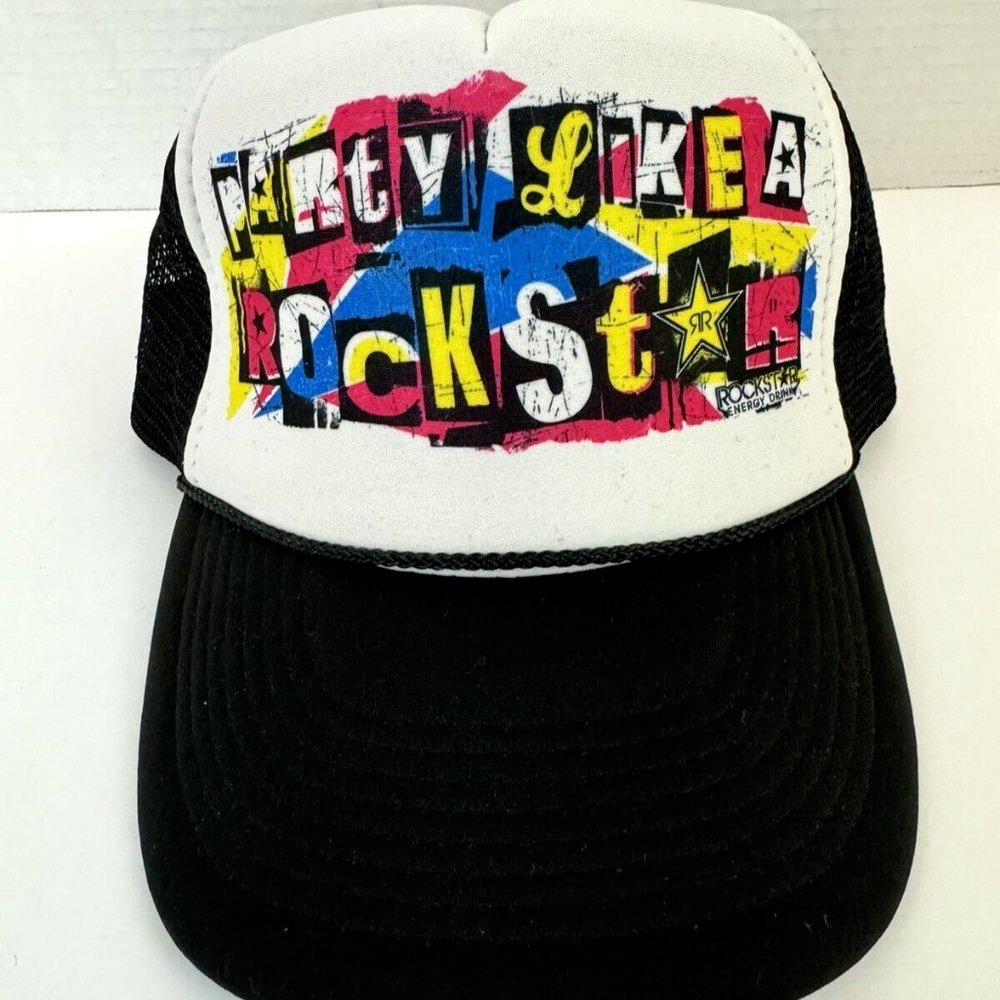 Rockstar Energy Drink Trucker Hat Unisex OSFM Black Party Like A Rockstar Cap
